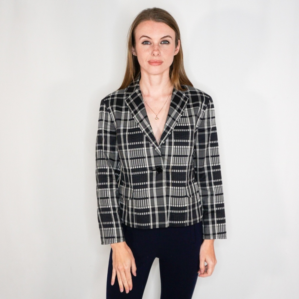 AKRIS PUNTO Plaid Cotton Silk Lightweight jacket 8